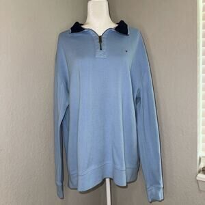 Tommy Hilfiger Sweater Mens 2XL Blue Cotton Long Sleeve Quarter Zip Pullover